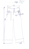 Pantalon Kowloon Seniora Blue , Plain wide and short stretch pants, pleat under tie belt, pockets.