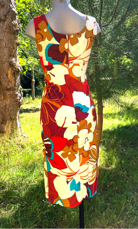 Robe Café Cargo. Miami. Taille 36. Coton fleurs, ajustée, stretch