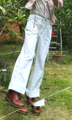 Pantalon Saxo. Blanc. Taille 42. Jean 5-poches, coton stretch, droit