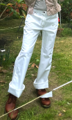 Pantalon Saxo. Blanc. Taille 42. Jean 5-poches, coton stretch, droit