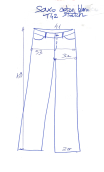Pantalon Saxo. Blanc. Taille 42. Jean 5-poches, coton stretch, droit