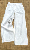 Pantalon Salambô. Indian blues blanc. Coton soie. Ample