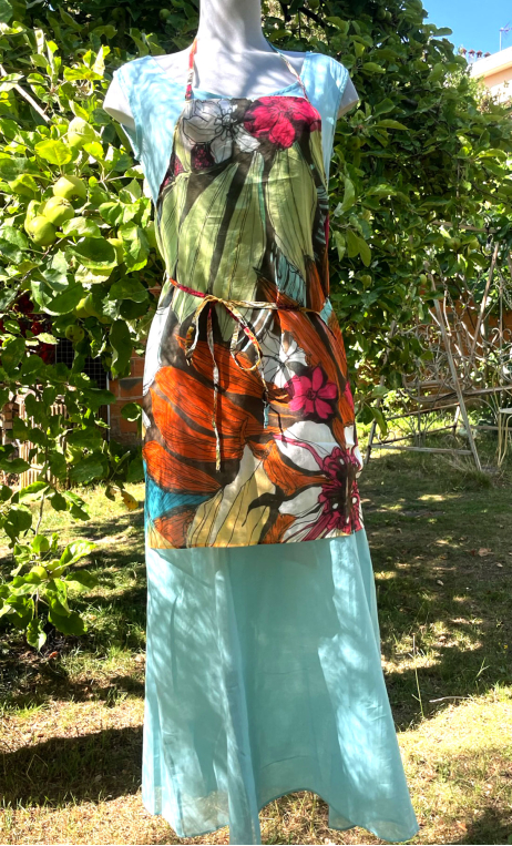 Tablier décoratif Voile Fleurs tropicales, coton imprimé fleurs