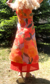 Robe longue Le Kiosque à musique. Faïence, coton imprimé fleurs