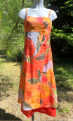 Robe longue Le Kiosque à musique. Faïence, coton imprimé fleurs