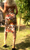 Robe Café Mambo imprimé Colliers. Dos nu et boutonnée