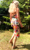 Robe Café Mambo imprimé Mon Atelier. Dos nu et boutonnée