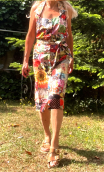 Robe Café Mambo imprimé Mon Atelier. Dos nu et boutonnée