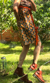 Robe Lune rousse. Guinguette Myrtille. Loose, bretelles, Imprimé pois