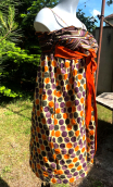 Robe Lune rousse. Guinguette Myrtille. Loose, bretelles, Imprimé pois