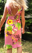 Robe Latina café Hawaï. Taille 36. Coton stretch imprimé fleurs. Petit