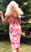 Robe Latina café Rosebud. Taille 36. Coton stretch imprimé fleurs