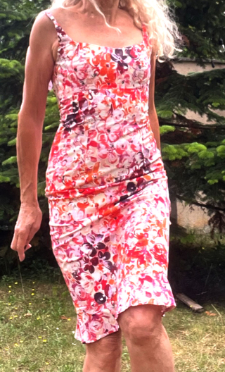 Robe Latina café Rosebud. Taille 36. Coton stretch imprimé fleurs
