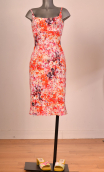 Robe Latina café Rosebud. Taille 36. Coton stretch imprimé fleurs