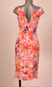 Robe Latina café Rosebud. Taille 36. Coton stretch imprimé fleurs