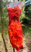 Robe Latina café Coraux. Taille 36. Coton stretch imprimé rouge. Petit
