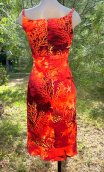 Robe Latina café Coraux. Taille 36. Coton stretch imprimé rouge. Petit