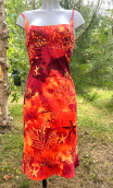 Robe Latina café Coraux. Taille 36. Coton stretch imprimé rouge. Petit
