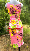 Robe Latina café Hawaï. Taille 36. Coton stretch imprimé fleurs. Petit