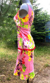 Robe Latina café Hawaï. Taille 36. Coton stretch imprimé fleurs. Petit