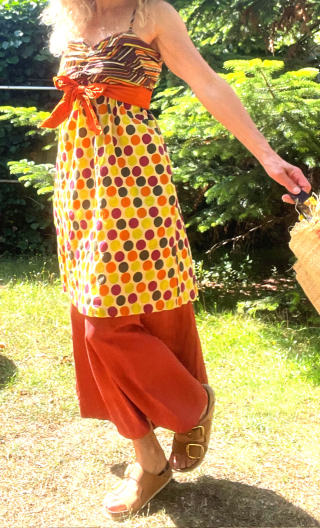 Robe Lune rousse. Guinguette. Anis. Taille 44. Loose, Imprimé pois