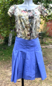 Jupe Cricket. Indian Song bleu. Taille 38. Plis creux, courte