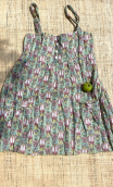 Tunique Ludmilla. Fleurettes vert. Taille 38. Dos nu smoké, bretelles