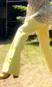 Pantalon Saxo. Retrodye anis. Taille 38. Jean 5-poches, coton stretch