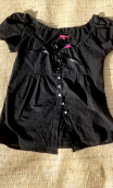 Top Zanzibar. Broderie noire. Taille 38. Coton, romantique