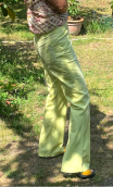 Pantalon Saxo. Retrodye anis. Taille 38. Jean 5-poches, coton stretch