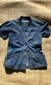 Veste à basque. Denim. Taille 38, Manche courte, Col mao