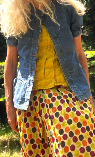 Veste à basque. Denim. Taille 38, Manche courte, Col mao