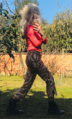 Woman short trousers printed Ruban corail. Size 42. Cotton stretch