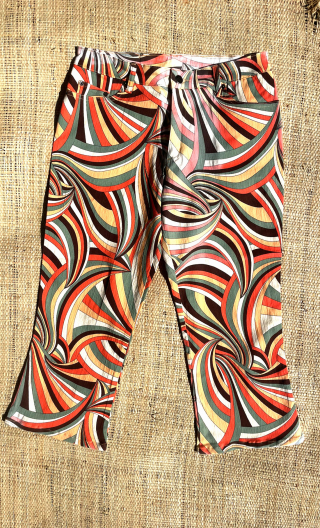 Woman short trousers printed Ruban corail. Size 42. Cotton stretch
