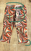 Woman short trousers printed Ruban corail. Size 42. Cotton stretch
