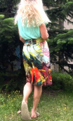 Jupe Crayon imprimée Barcelona. Coton stretch. Taille 38
