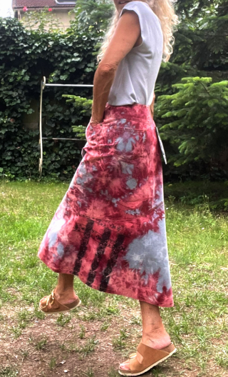 Jupe Deep purple rose A, longue tie and dye évasée, taille 38