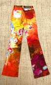 Pantalon Monet orange. Petite fille. Taille 32 ou 34, coton fleurs 