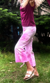 Baggy court Trinidad, Tie and dye rose F. Coton. Taille 36