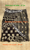 Jupe Maddy. Voyage gris. Taille 38. Coton imprimé gris et ivoire