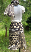 Jupe Maddy. Voyage gris. Taille 38. Coton imprimé gris et ivoire