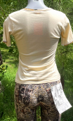 Top Claire. Jersey ivoire. Décor imprimé Miami. Manches courtes