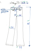 Pantalon Vintage. Plâtre vert. Taille 36, coton stretch