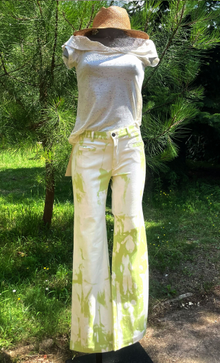 Pantalon Vintage. Plâtre vert. Taille 36, coton stretch