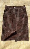 Jupe Crayon Rayures marron stretch. Taille 38