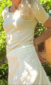 Top Claire. Jersey ivoire. Décor imprimé Miami. Manches courtes