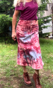 Jupe Deep purple rose B, longue. Coton tie and dye évasée, taille 38