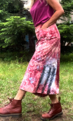 Jupe Deep purple rose B, longue. Coton tie and dye évasée, taille 38