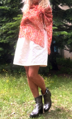  Etole. Ethnic. Rouge. Mousseline de soie imprimée