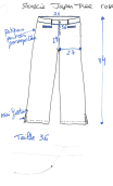 Pantacourt Vintage ciel. Taille 36. Coton stretch imprimé ciel blanc